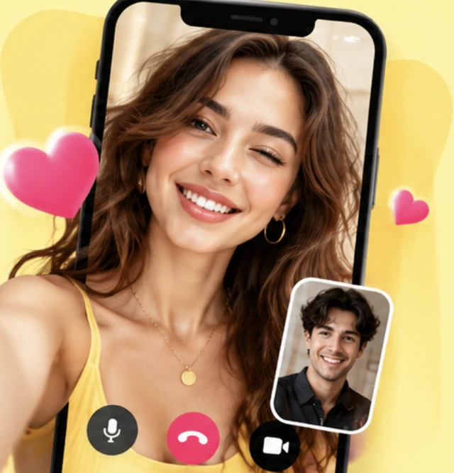 Illustration of a SalaChat video call on a smartphone