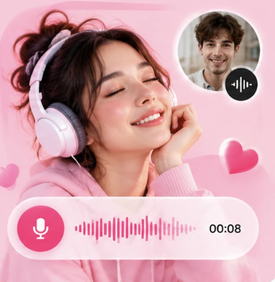 Illustration of a relaxed SalaChat voice chat with an audio waveform